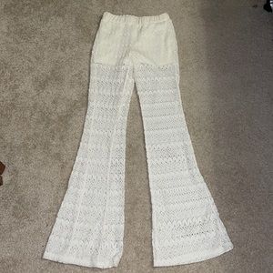 Sheer lace crochet pants